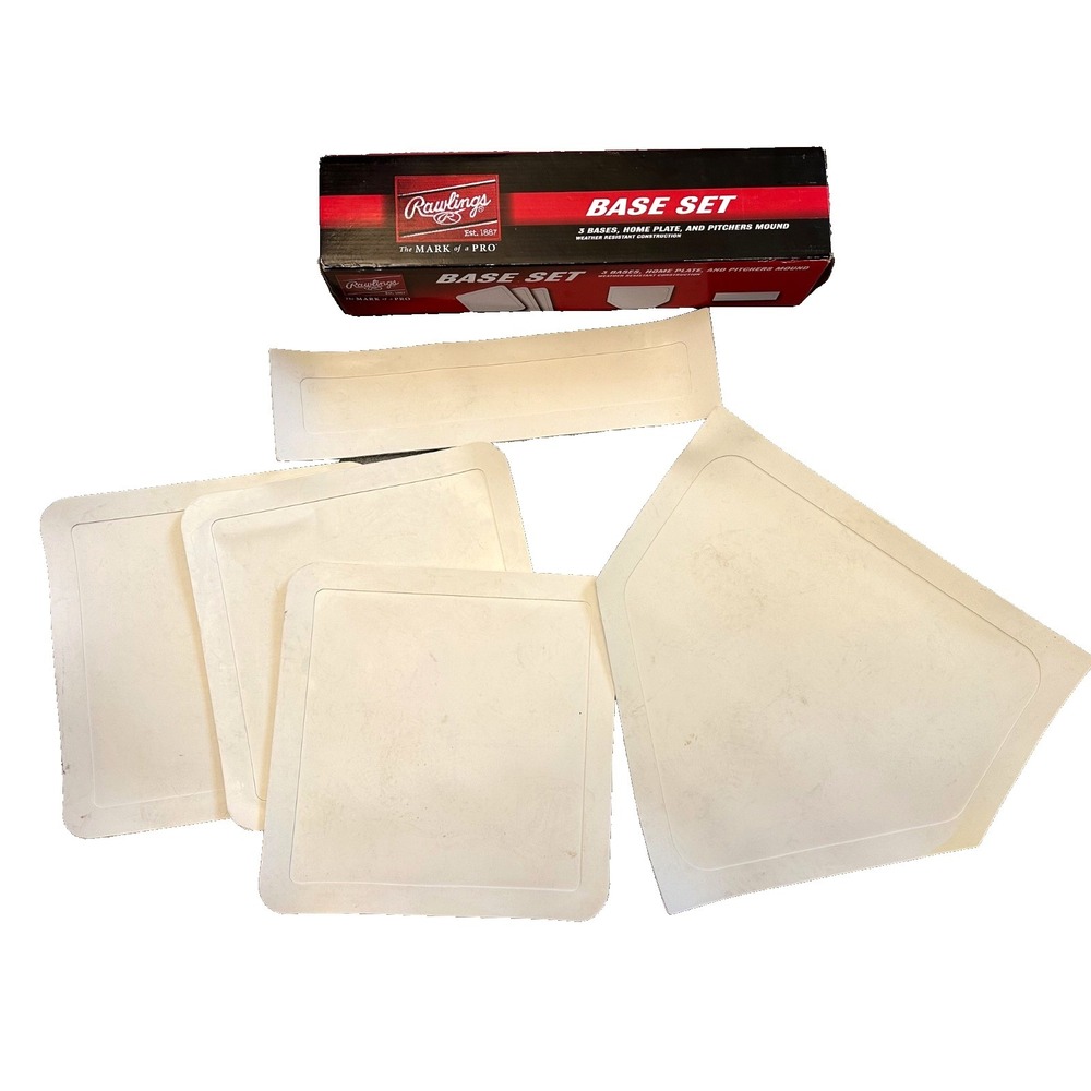 Rawlings Baseball & Softball Base Set – 5-Piece Rubber Throw Down Bases